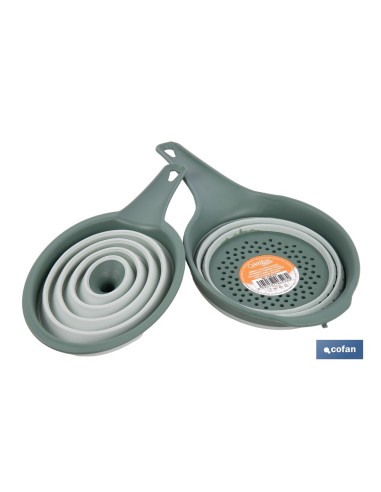 Pack d'entonnoir et de passoire pliables verts