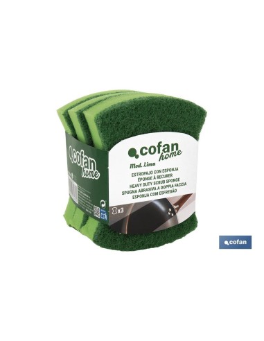 Pack of 3 green sponges for effective cleaning