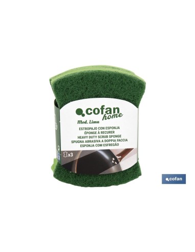 Pacote de 3 esponjas verdes para limpeza eficaz