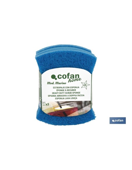 Pack of 3 blue sponges for effective cleaning