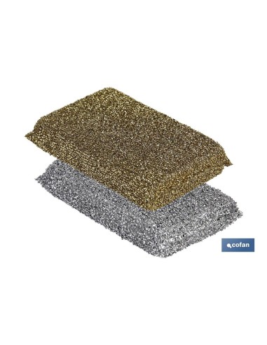 Pack of 2 multi-purpose sponges in gold and silver