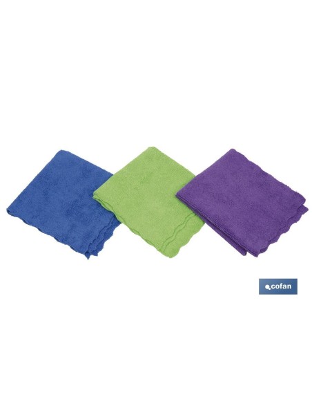 Pack de 3 bayetas de microfibra 30x30 cm con alta absorción