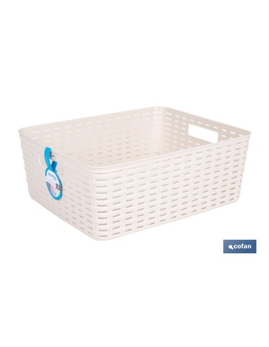 Pack 6 Cestas Multiusos 12L Beige con Diseño de Ratán