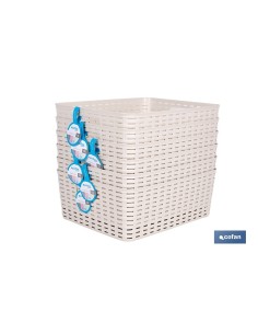 Pack 6 Cestas Multiusos 12L Beige con Diseño de Ratán 2