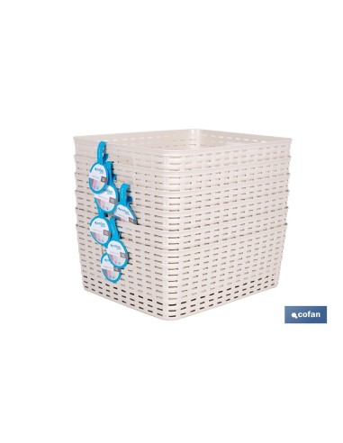 Pack 6 Cestas Multiusos 12L Beige con Diseño de Ratán