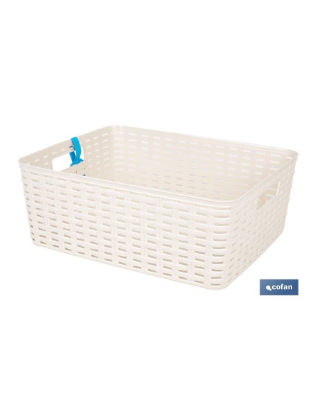 Pack 6 Cestas Multiusos 12L Beige con Diseño de Ratán