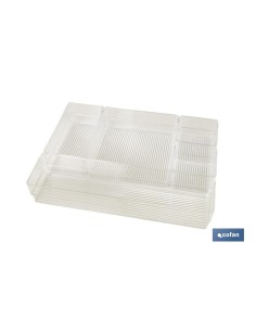 Pack of 6 transparent organizers 30x23x8 cm for bathroom