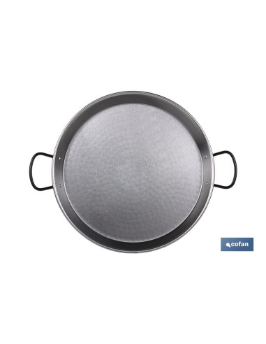 Polished steel paella pan 50 cm with reinforced handles