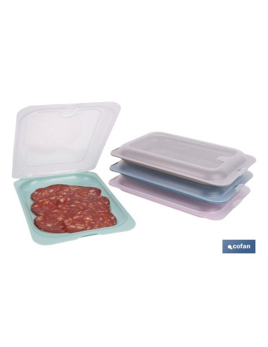 Pack mit 4 stapelbaren Wurstbehältern in verschiedenen Farben 25 x 17 x 3 cm