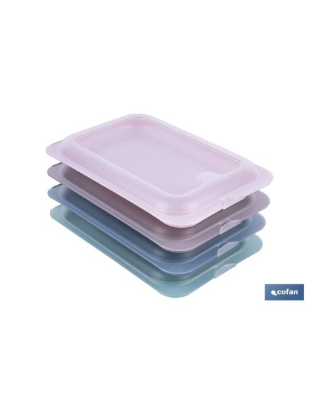 Pack mit 4 stapelbaren Wurstbehältern in verschiedenen Farben 25 x 17 x 3 cm