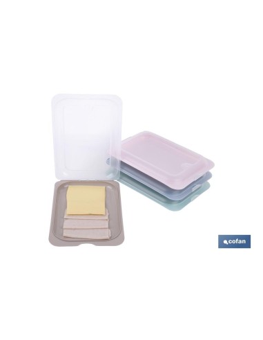 Pack of 4 stackable deli containers in assorted colors 25 x 17 x 3 cm