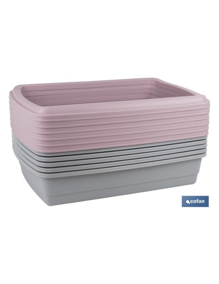 Pack mit 6 Katzenstreu-Schalen grau 47 x 31 x 11 cm