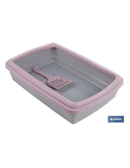 Gray Cat Litter Box 47 x 31 x 11 cm with Included Scoop