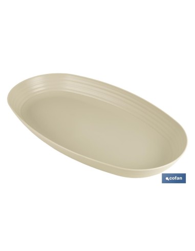 Pack mit 6 ovalen Nara-Tellern 2000ml, Polypropylen, Beige