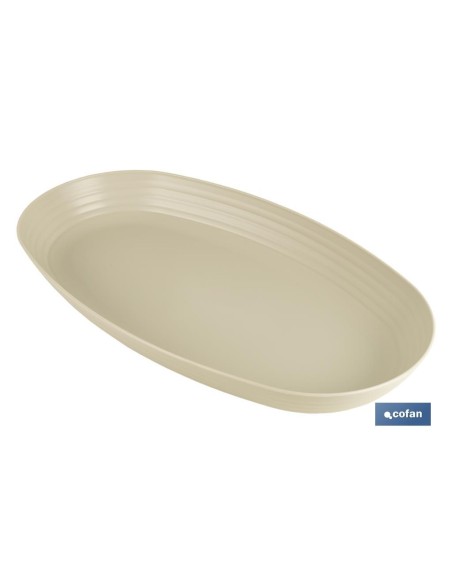 Pack of 6 Nara Oval Plates 2000ml, Polypropylene, Beige
