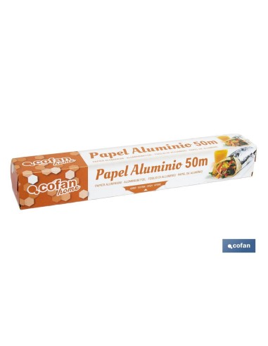 Papier aluminium domestique 50m avec étui de coupe