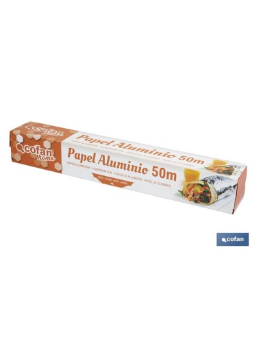 Papier aluminium domestique 50m avec étui de coupe