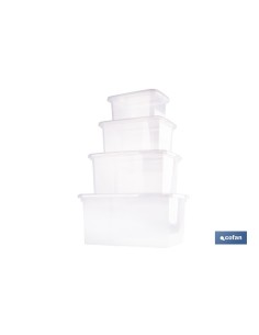 Pack de 4 cajas de almacenaje transparentes 4L, 8L, 15L y 26L