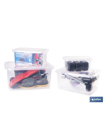 Pack of 4 Transparent Storage Boxes 4L, 8L, 15L, and 26L