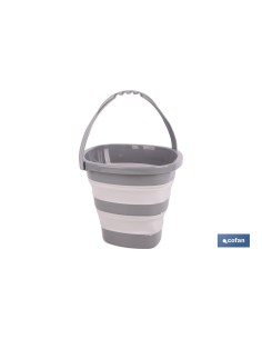 Cubo plegable gris y blanco 11 L con sistema de plegado rápido