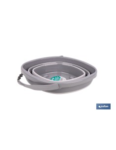 Collapsible gray and white bucket 11 L with quick folding system 2
