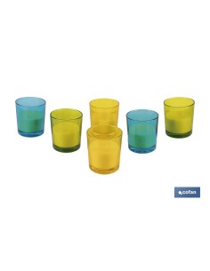 Pack de 6 bougies parfumées à la citronnelle en verre décoré 200 g