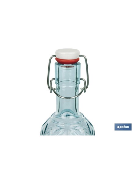 Pack of 6 Clear Blue Glass Bottles with Swing Top 1 L
