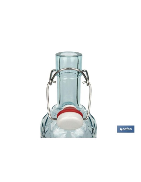 Pack of 6 Clear Blue Glass Bottles with Swing Top 1 L