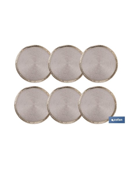 Pacote com 6 sousplat redondo champagne 38 cm - elegância e proteção