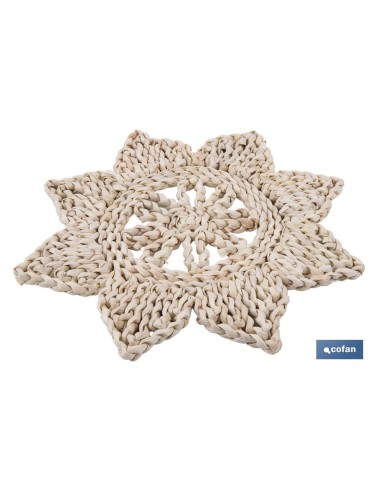Pack of 6 star-shaped placemats natural fiber 30 cm