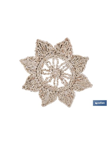 Pack of 6 star-shaped placemats natural fiber 30 cm