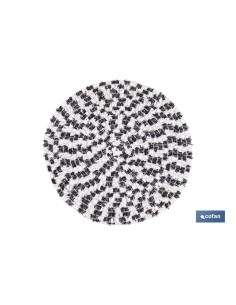 Pack of 6 round placemats in black and beige polyester 38 cm