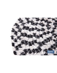 Pack of 6 round placemats in black and beige polyester 38 cm 2
