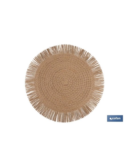 Pack de 6 sous-assiettes rondes à franges couleur naturelle 38 cm