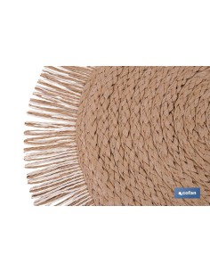 Pacote com 6 sousplats redondos franjas cor natural 38 cm 2