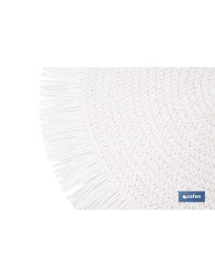 Pack of 6 round fringe placemats white 38 cm 2