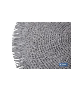 Pack of 6 round fringe placemats gray 38 cm 2