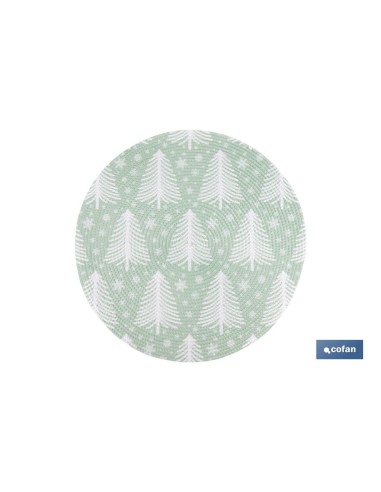 Pack de 6 sous-assiettes rondes vertes et blanches de 38 cm