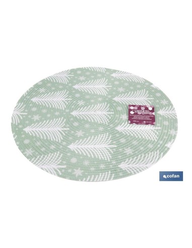 Pack de 6 sous-assiettes rondes vertes et blanches de 38 cm