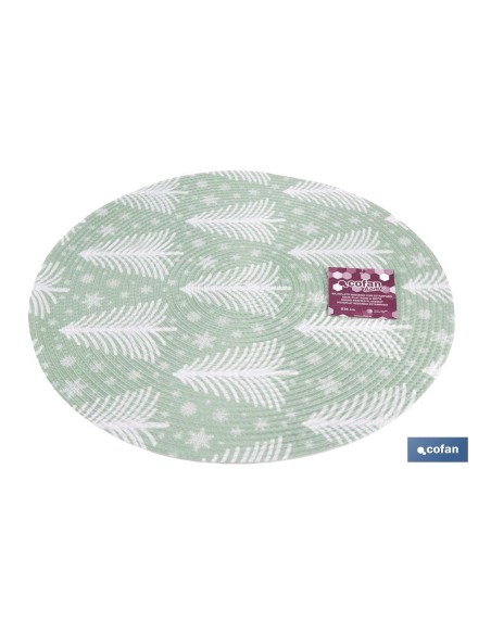 Pack de 6 sous-assiettes rondes vertes et blanches de 38 cm