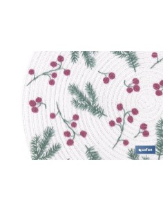 Pack of 6 round printed placemats leaves 38 cm 2