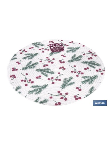 Pack of 6 round printed placemats leaves 38 cm