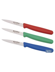 Pack of 3 paring knives with ergonomic handle in colors