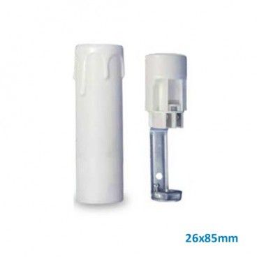 Porta-lâmpada + tampa de vela E14 26x85mm branco GSC 2203326