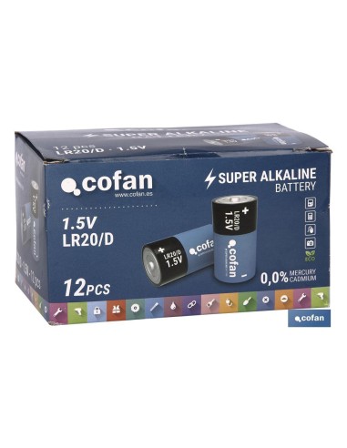 Pack mit 6 LR20 Alkalibatterien langlebig im Blister mit 2 Einheiten