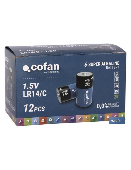 Pack mit 6 Einheiten Blister 2 Alkaline Batterien LR14/C 1,5V