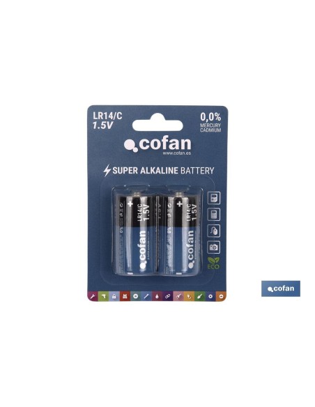 Pack mit 6 Einheiten Blister 2 Alkaline Batterien LR14/C 1,5V