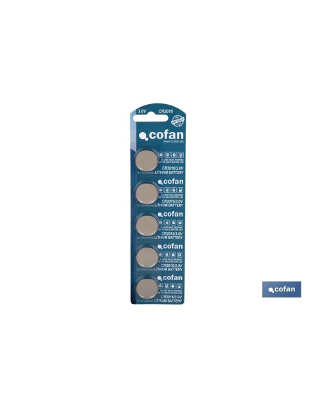 Pack de 100 Pilas Botón CR2016 de Litio 3.0V en Blíster