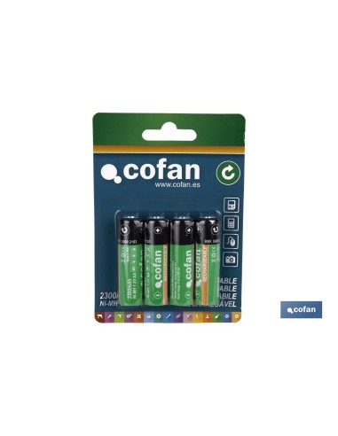 Pacote com 10 unidades Blister 4 Pilhas Recarregáveis AA 2300mAh
