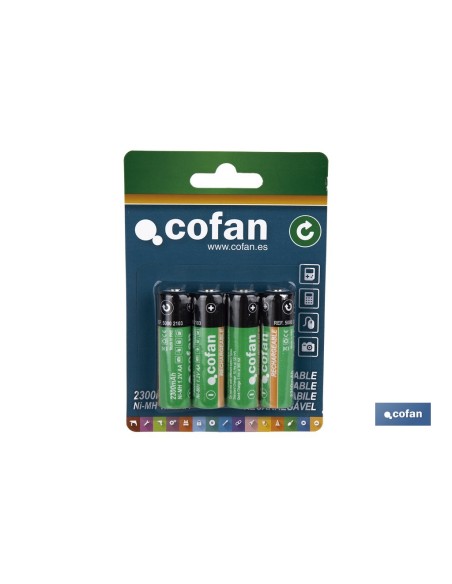 Pacote com 10 unidades Blister 4 Pilhas Recarregáveis AA 2300mAh